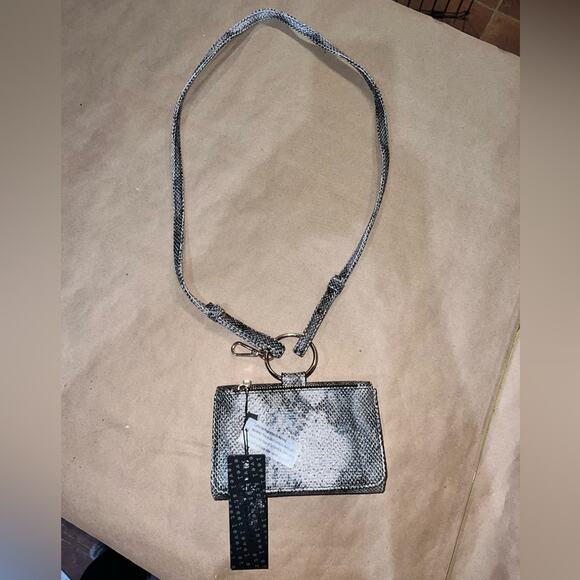 Street Level Mini Crossbody Bag Faux Snakeskin Gray Black NWT - Picture 5 of 15